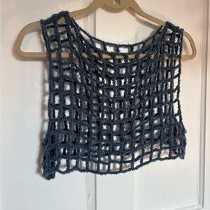 Women's Blue Knit Mesh Top